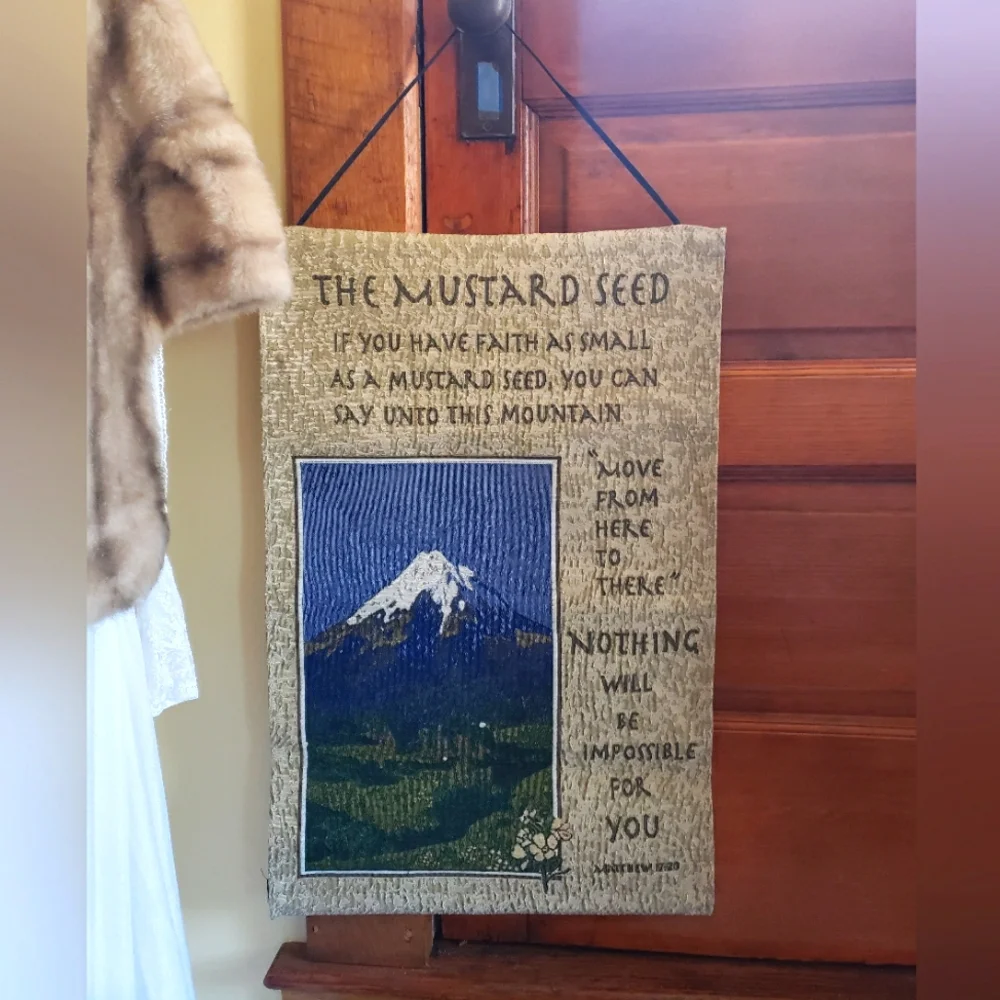 Inspirational Bible Quote Tapestry Wall Hanging Mustard Seed Mountain